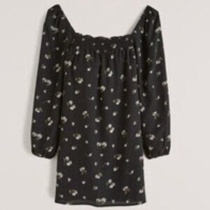 TALL Long-Sleeve Smocked Neckline Floral Mini Dress | Cottagecore Smocked Dress